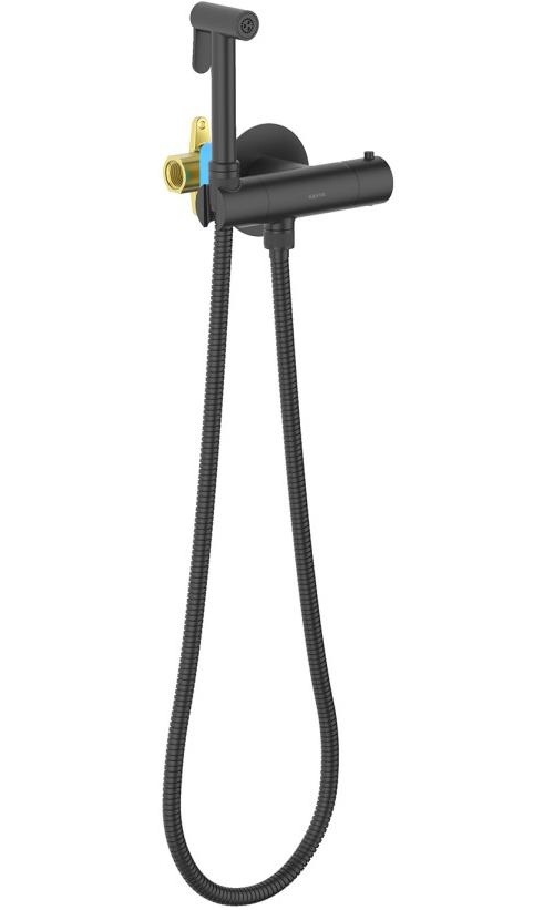 AQ1027MB ОБЕРОН комплект для гигиенического душа термостатический встроенный (смеситель + гигиеническая лейка + шланг), матовый черный AQ1027MB ОБЕРОН комплект для гигиенического душа термостатический встроенный (смеситель + гигиеническая лейка + шланг), матовый черный