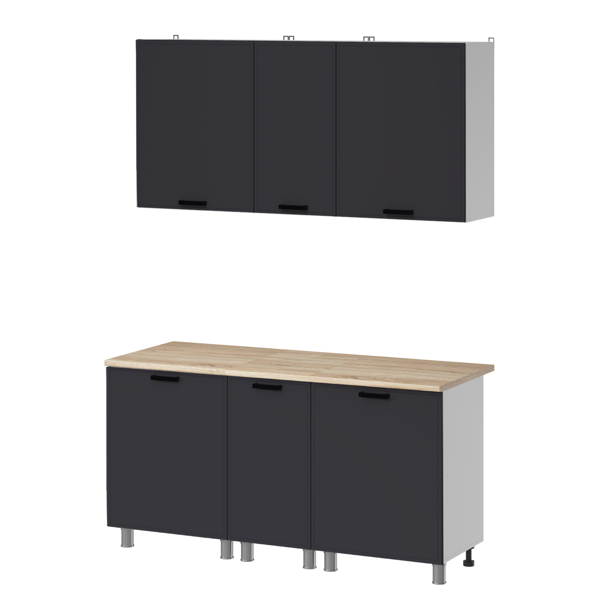 МК Аленушка 1,6м в.3 Магнолия Сталь,скоба черный,сонома