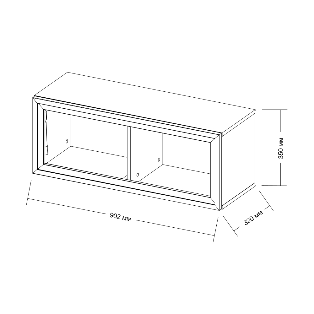 Шкаф навесной горизонтальный со стеклом Шарлиз, 90 см