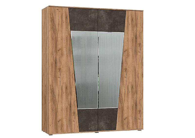 Шкаф 4-х створчатый Соренто, Дуб крафт, Бетон темный