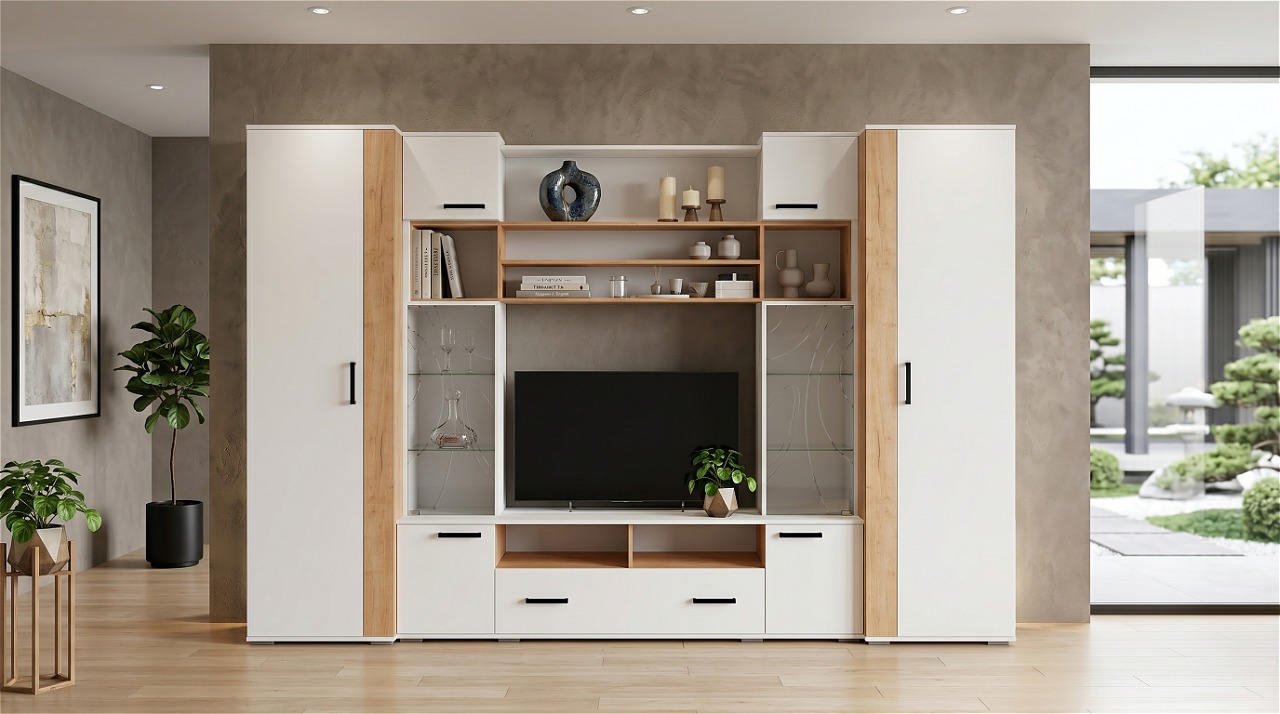 Шкаф для одежды Оскар-18, белый/дуб крафт