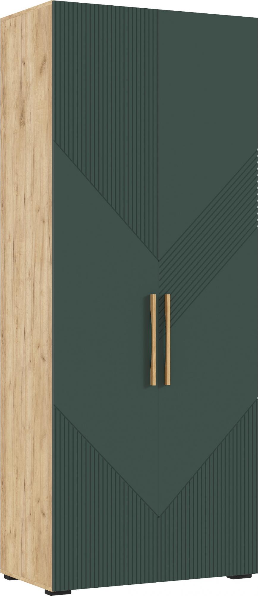 Шкаф двухстворчатый Ирис, Браш Мени Грин, Дуб Крафт