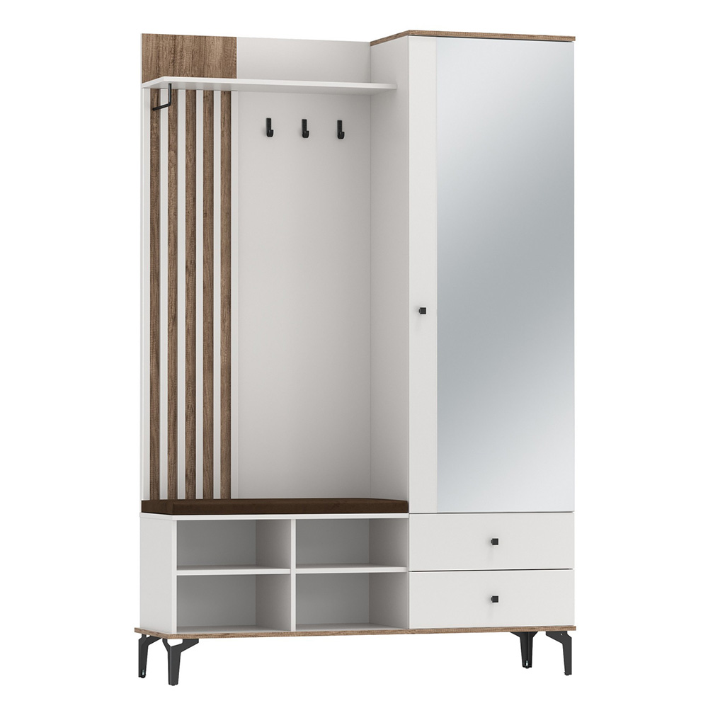 Прихожая с зеркалом Либерти 51.22, Белый, Дуб каньон