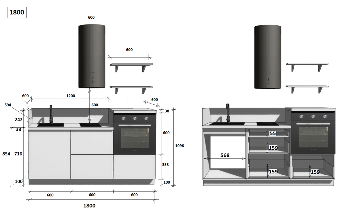 КГ 1800 ПВХ, Белый софт матовый Арника РМ в.3