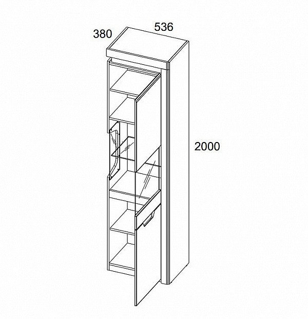 Шкаф-витрина Torino 1V1D P Шкаф-витрина Torino 1V1D P
