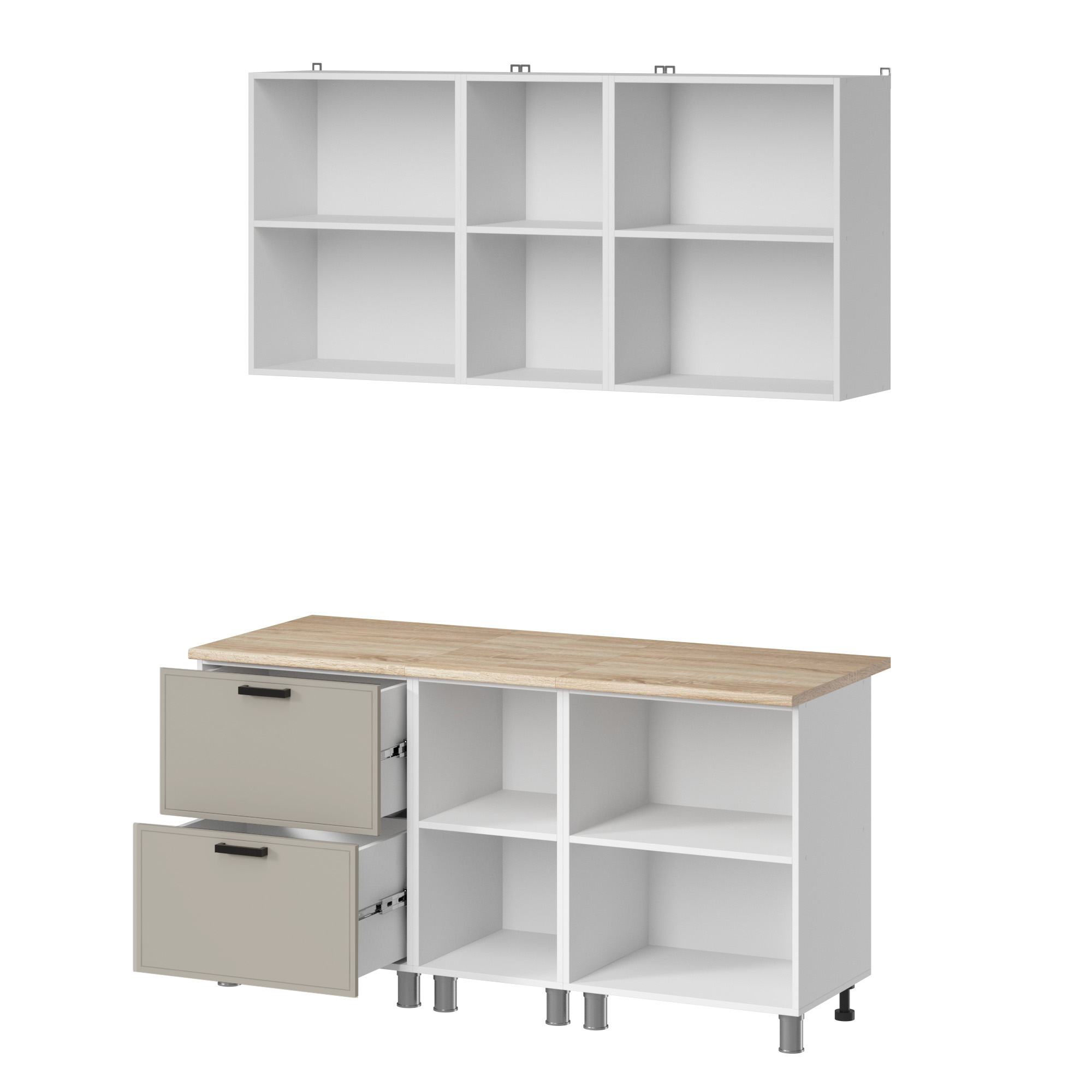 МК Аленушка 1,6м в.4 Магнолия Керамика,скоба черный,сонома