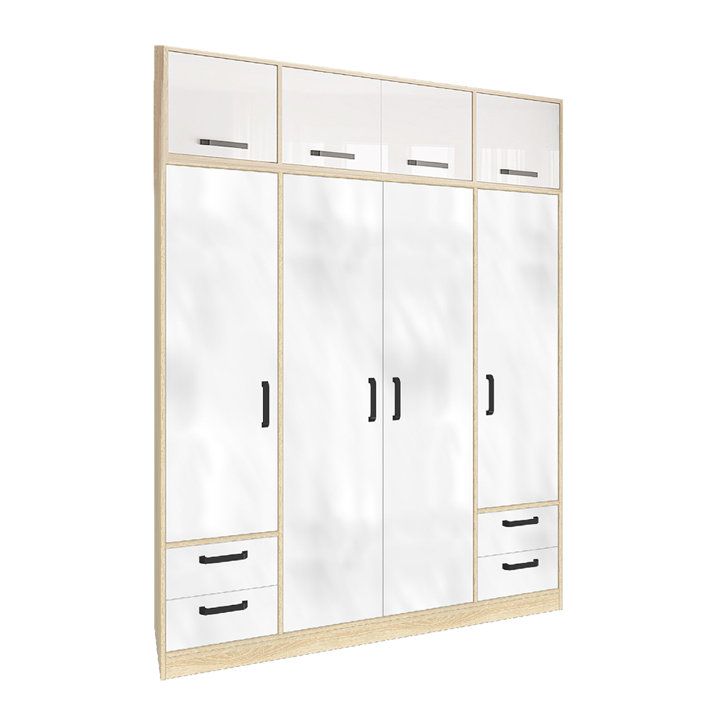 Шкаф для белья и одежды Лена, Дуб сонома, белый,  Комплект 4