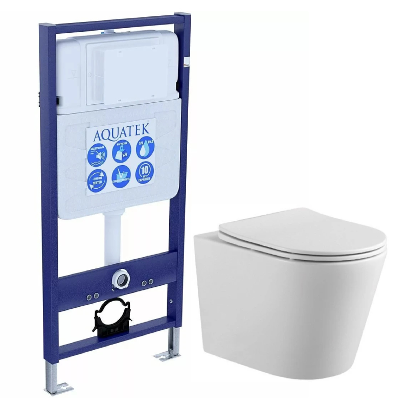 SET AQUATEK ВЕГА cmp (рама AQUATEK Standard INS-0000012(без клавиши и крепежа)+унитаз компакт ВЕГА AQ1904-00 с тонким сиденьем soft-close