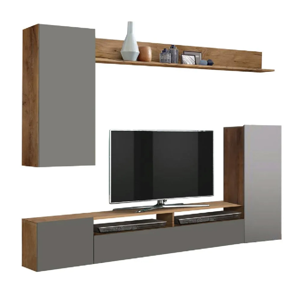 Стенка в гостиную Прага-3, Таксония, Диамант серый