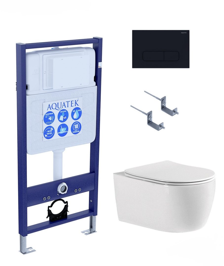 SET AQUATEK ЕВРОПА cmp017 (рама AQUATEK Standard INS-0000012, клавиша KDI-0000017, крепеж KKI-0000002+унитаз ЕВРОПА AQ1106-00 с тонким сиденьем sc)