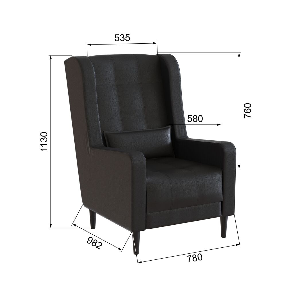 Кресло Корк, Экокожа черный