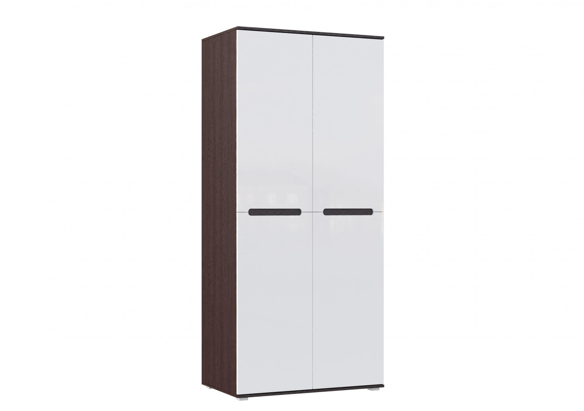 Шкаф двухстворчатый Ким, Белый глянец холодный, Венге