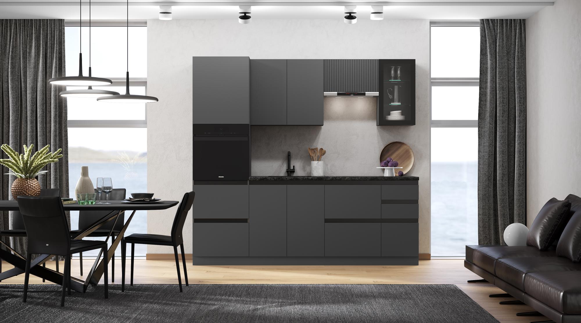 Кухня Техно-6 2,4м (Графит/Графит софт NEW)