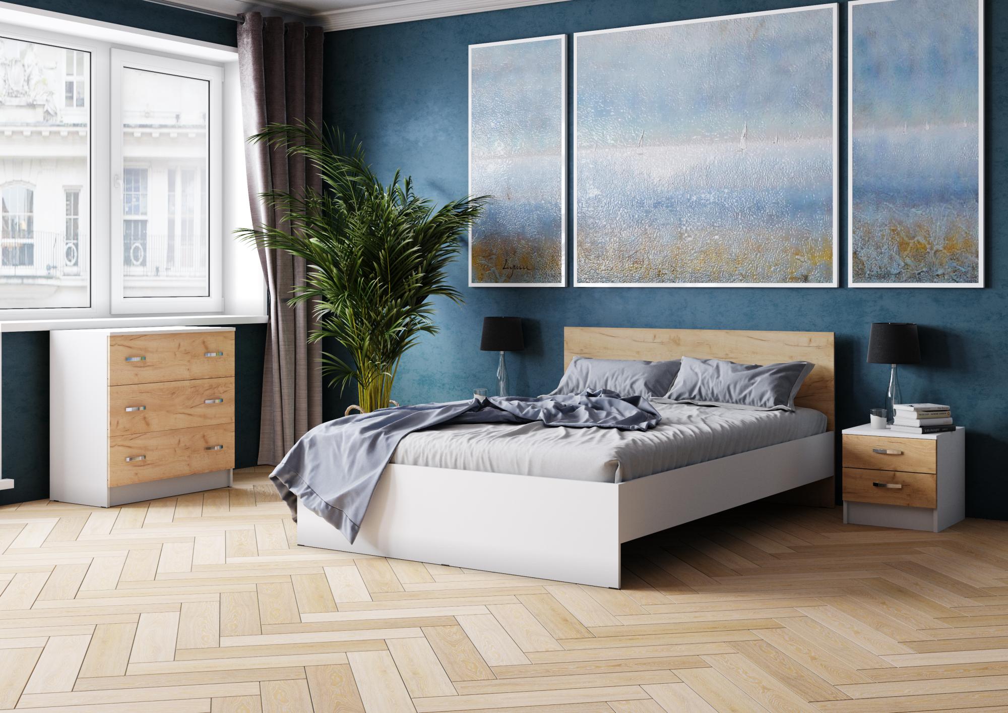 Комод Ронда белый/дуб крафт золотой