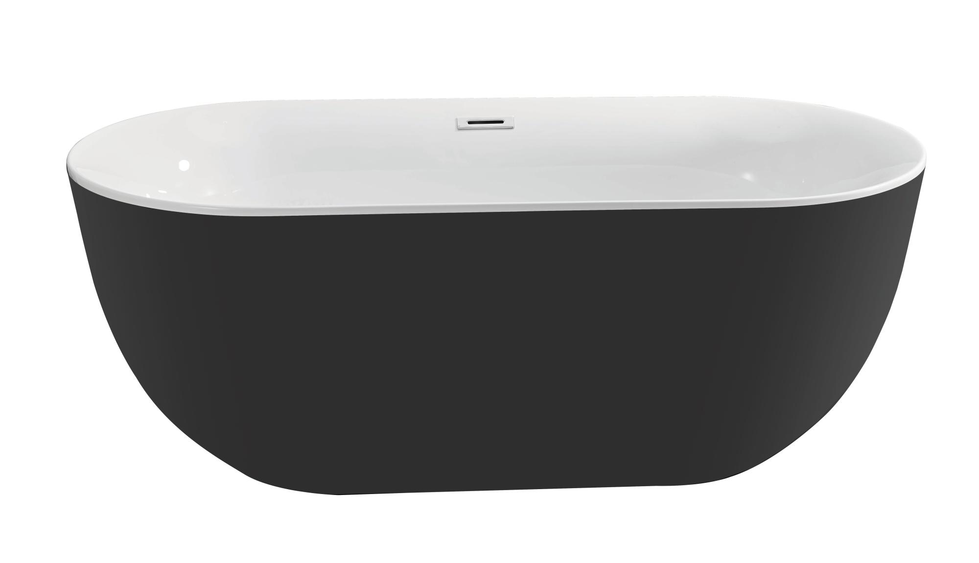 AQ-144778Bl АФИНА Ванна акриловая, отдельностоящая, 1700*780*600. В комплекте со сливом и ножками. Цвет белый глянцевый. Фронтальная панель: черная