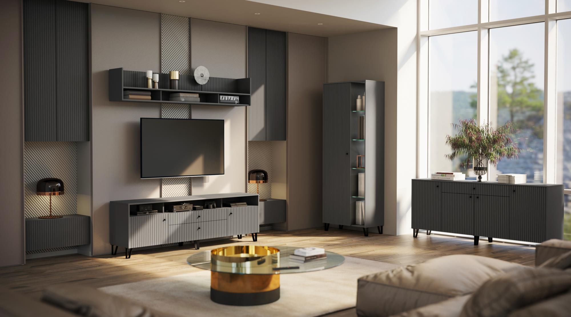 Полка Оливия, Графит, Графит глянец