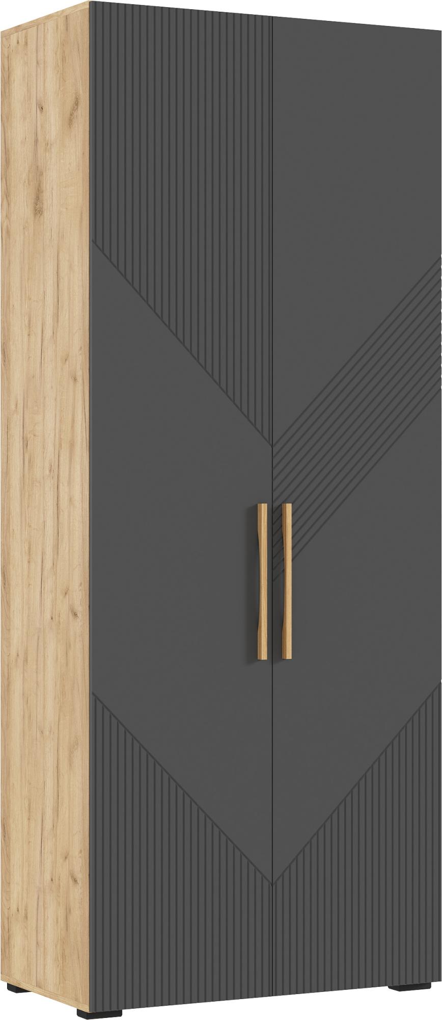 Шкаф двухстворчатый Ирис, Браш Графит, Дуб Крафт