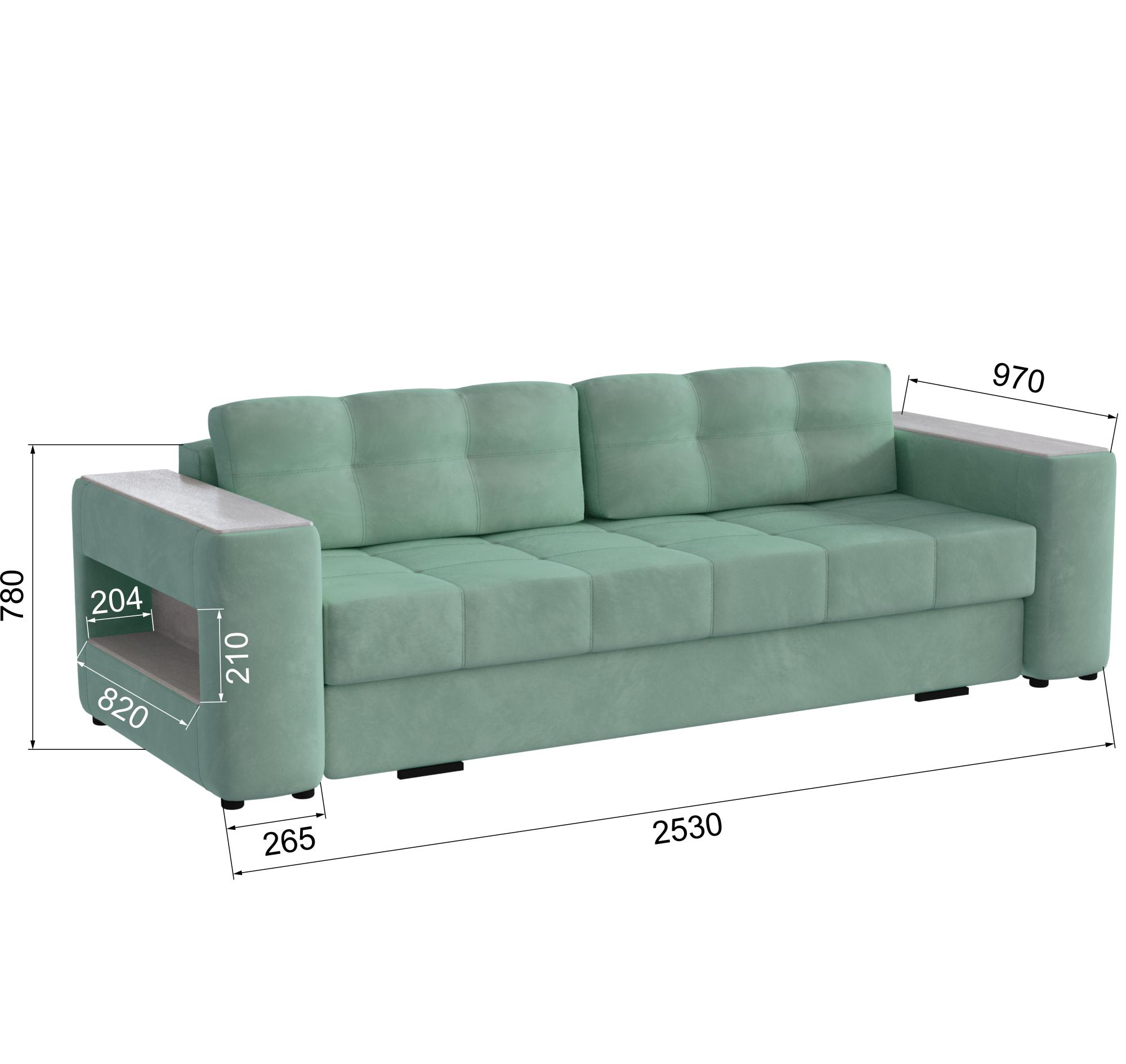 Диван раскладной Доро, мятный/мдф холст белый