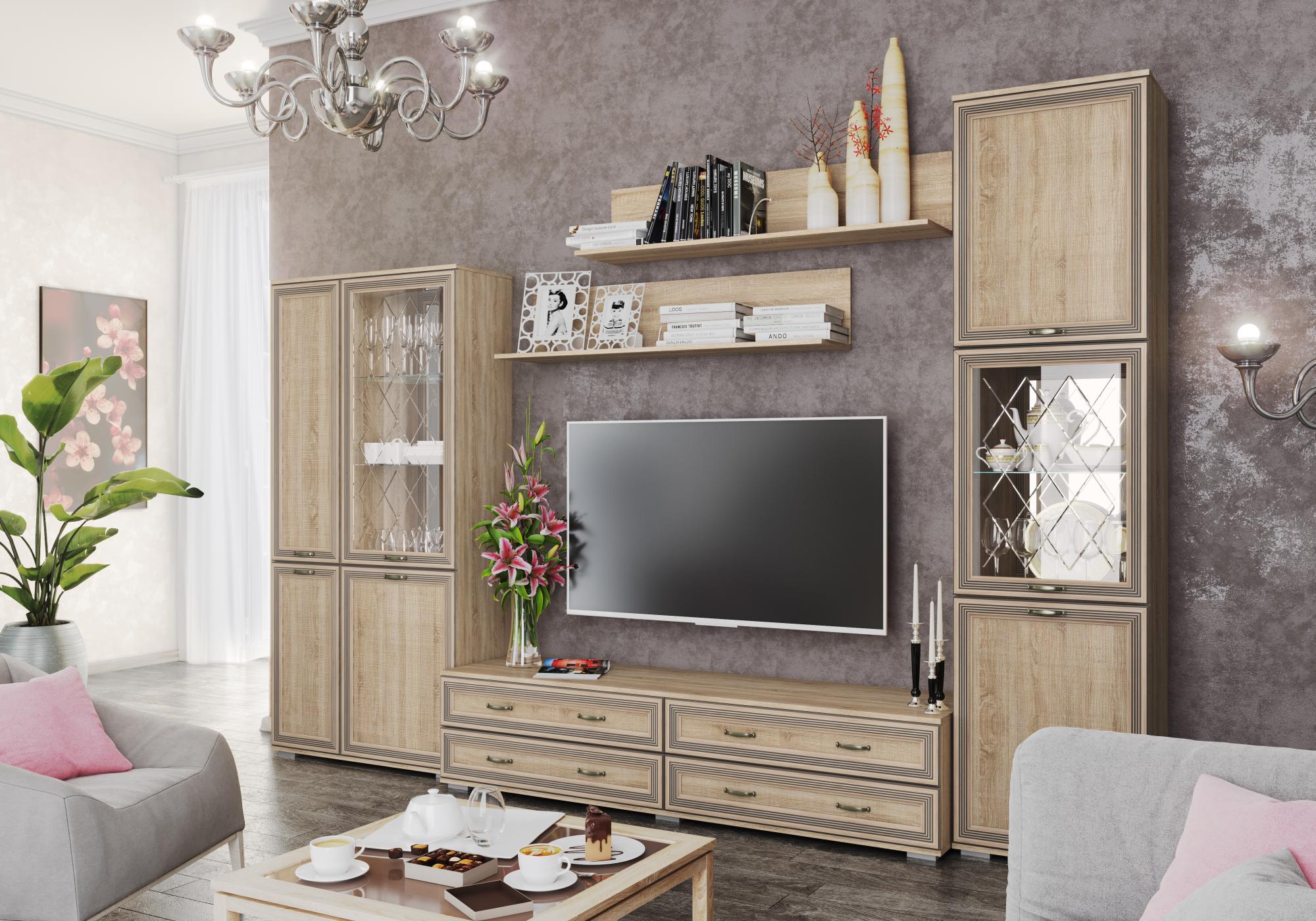 Полка навесная Ливорно ЛН-1 , дуб