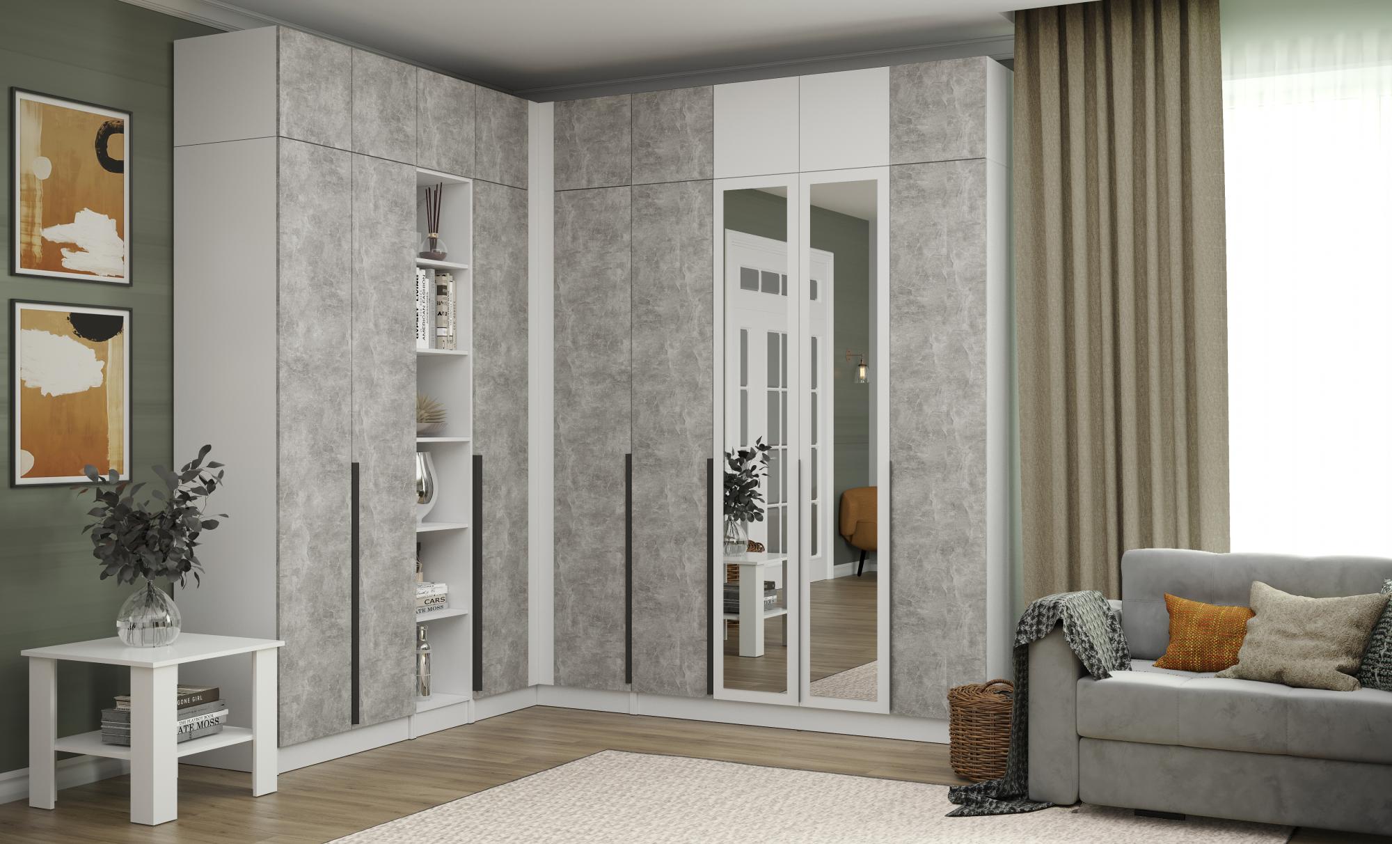 Шкаф Мадрид (2,0) с 3 ящ. внутри без зеркала белый/ателье светлое