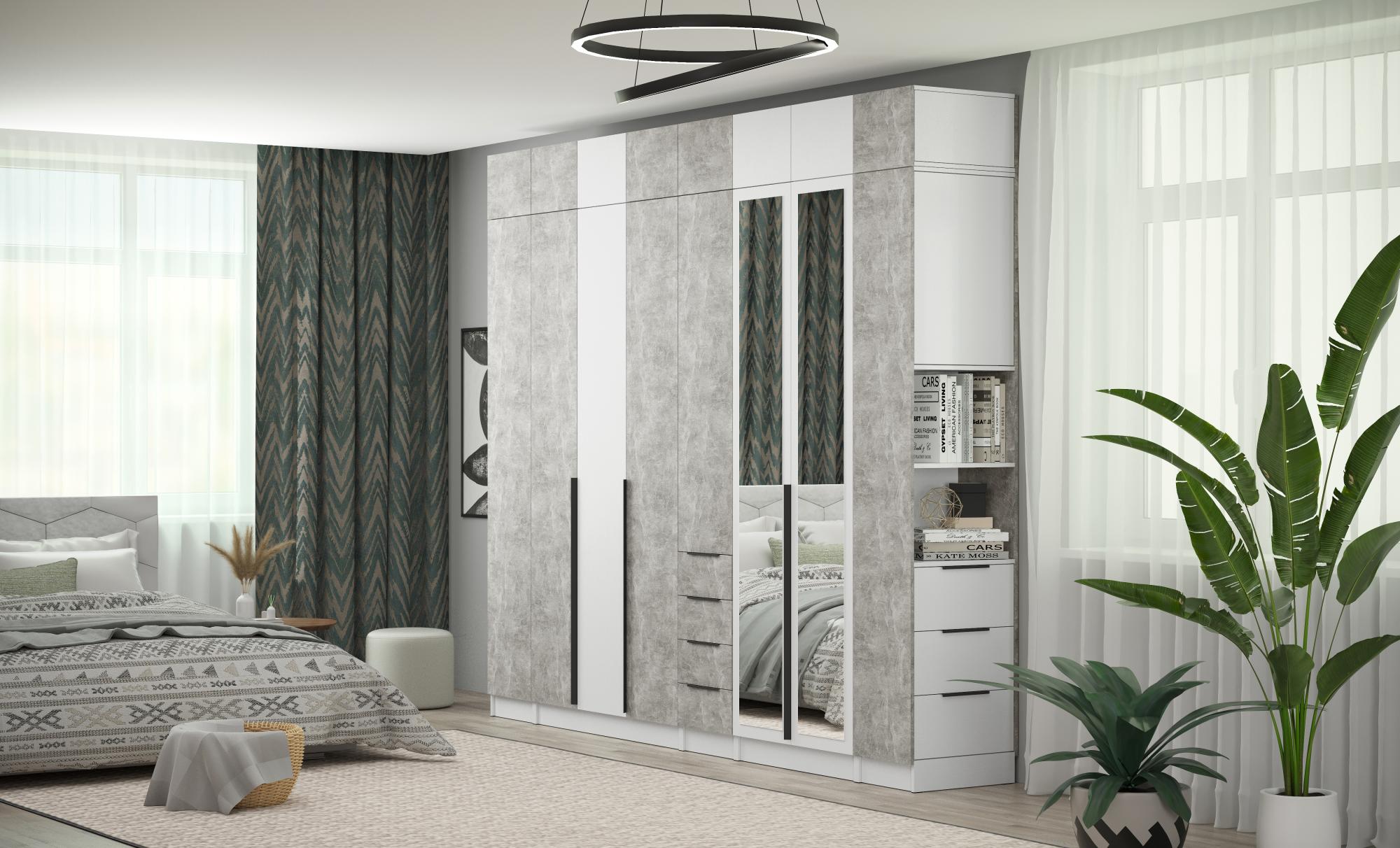 Шкаф Мадрид торцевой (0,35) с 3 ящ. белый/ателье светлое