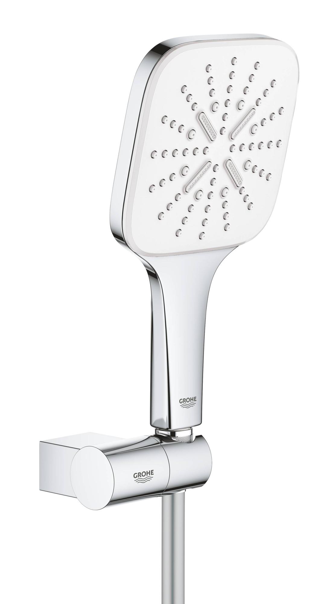 26588LS0 Rainshower SmartActive 130 Cube Душевой набор III (квадратный ручной душ, настенный держатель, шланг 1500 мм), 9,5 л/мин, белая луна