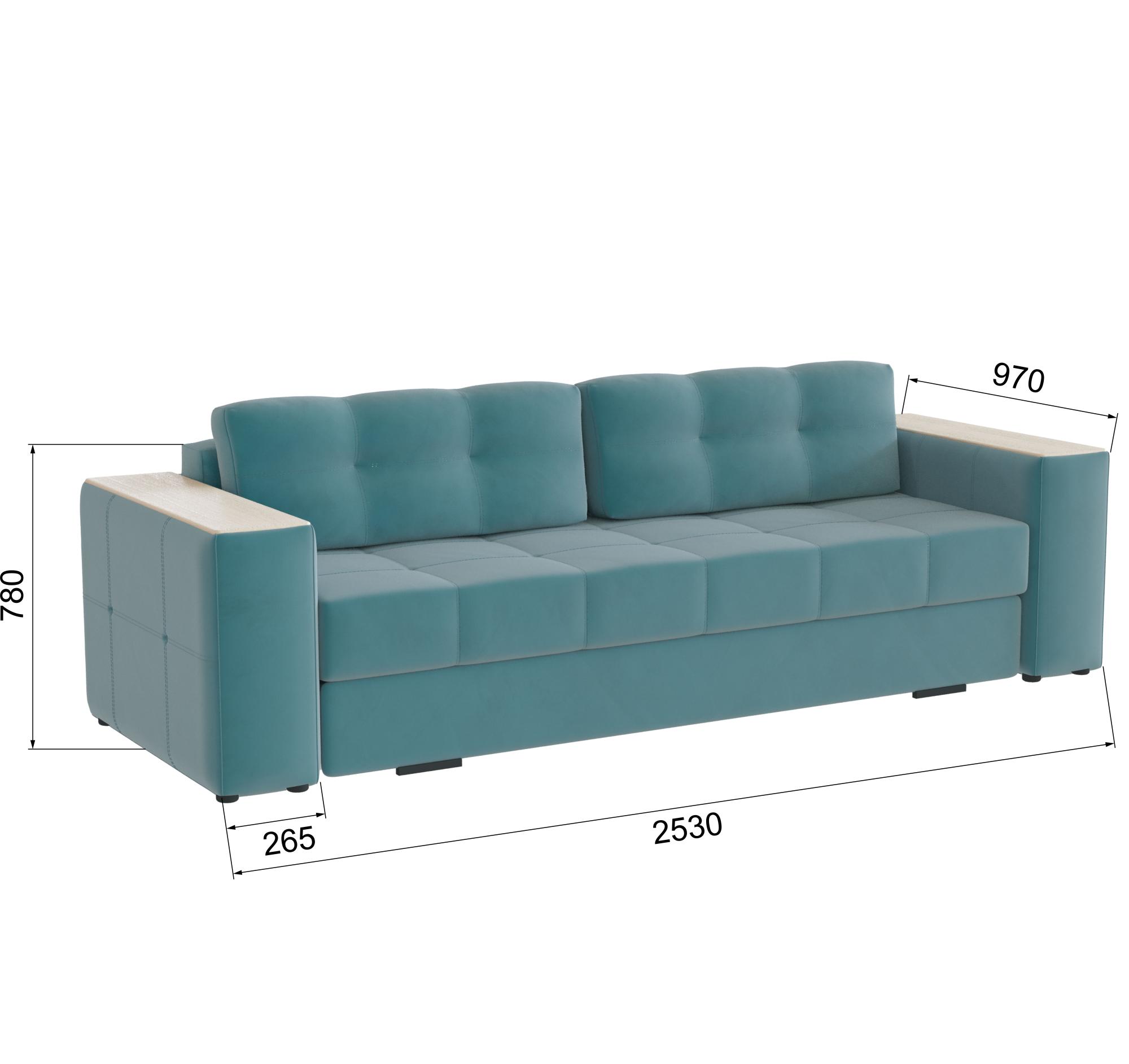 Диван раскладной Нави, бирюза/мдф клен кремовый