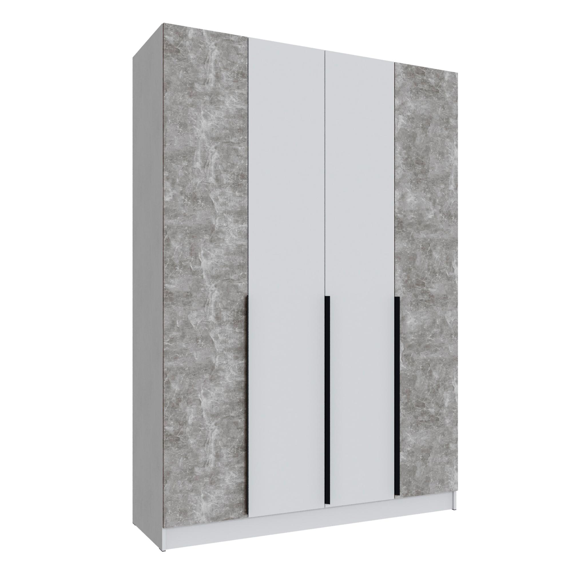 Шкаф Мадрид (1,6) с 6 ящ. внутри  без зеркала белый/ателье светлое