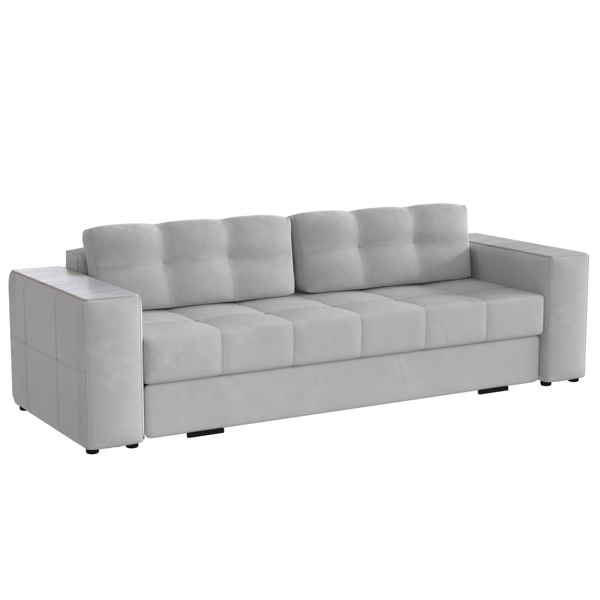 Диван раскладной Нави, светло-серый/мдф холст белый