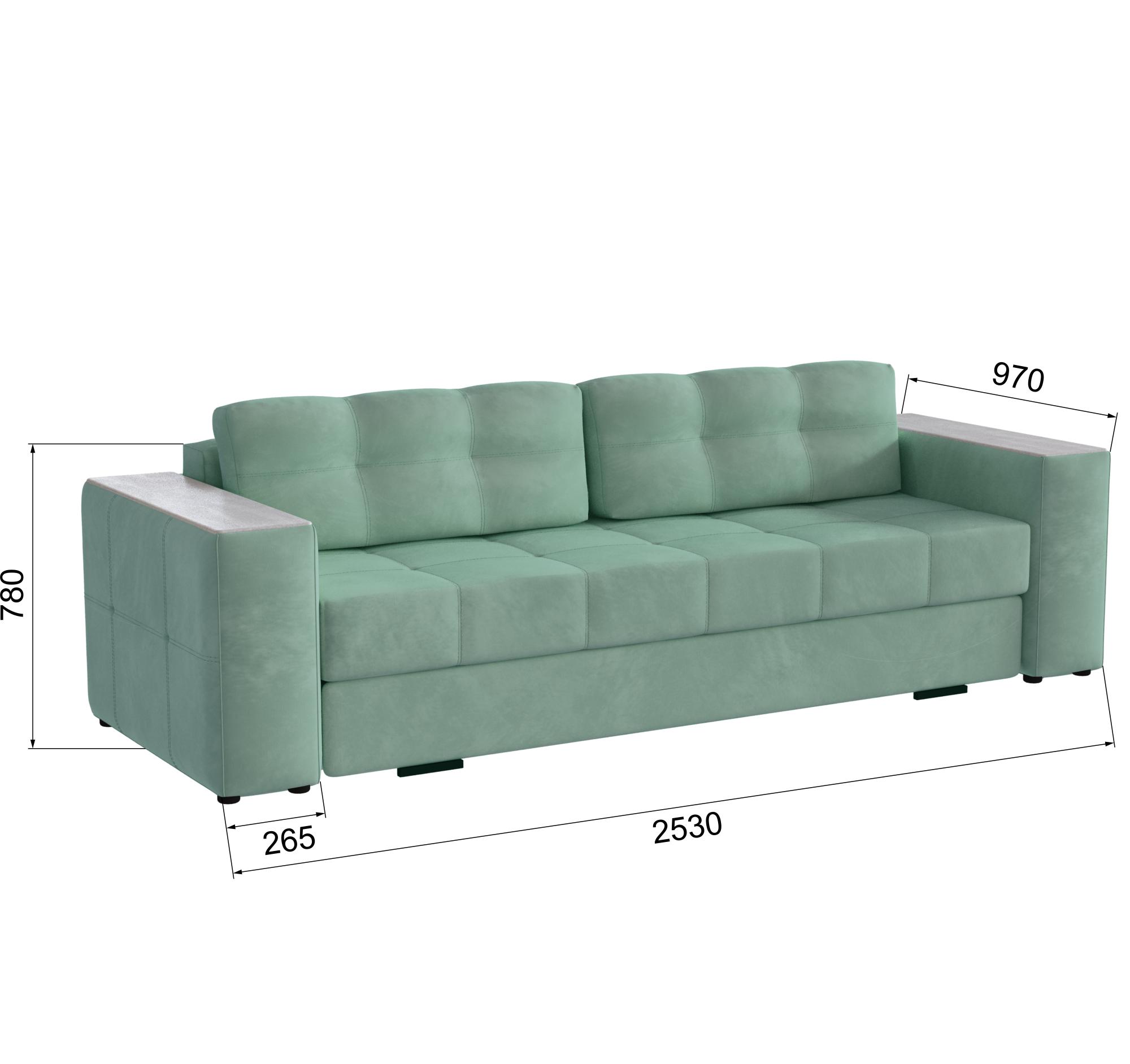 Диван раскладной Виконт, мятный/мдф холст белый