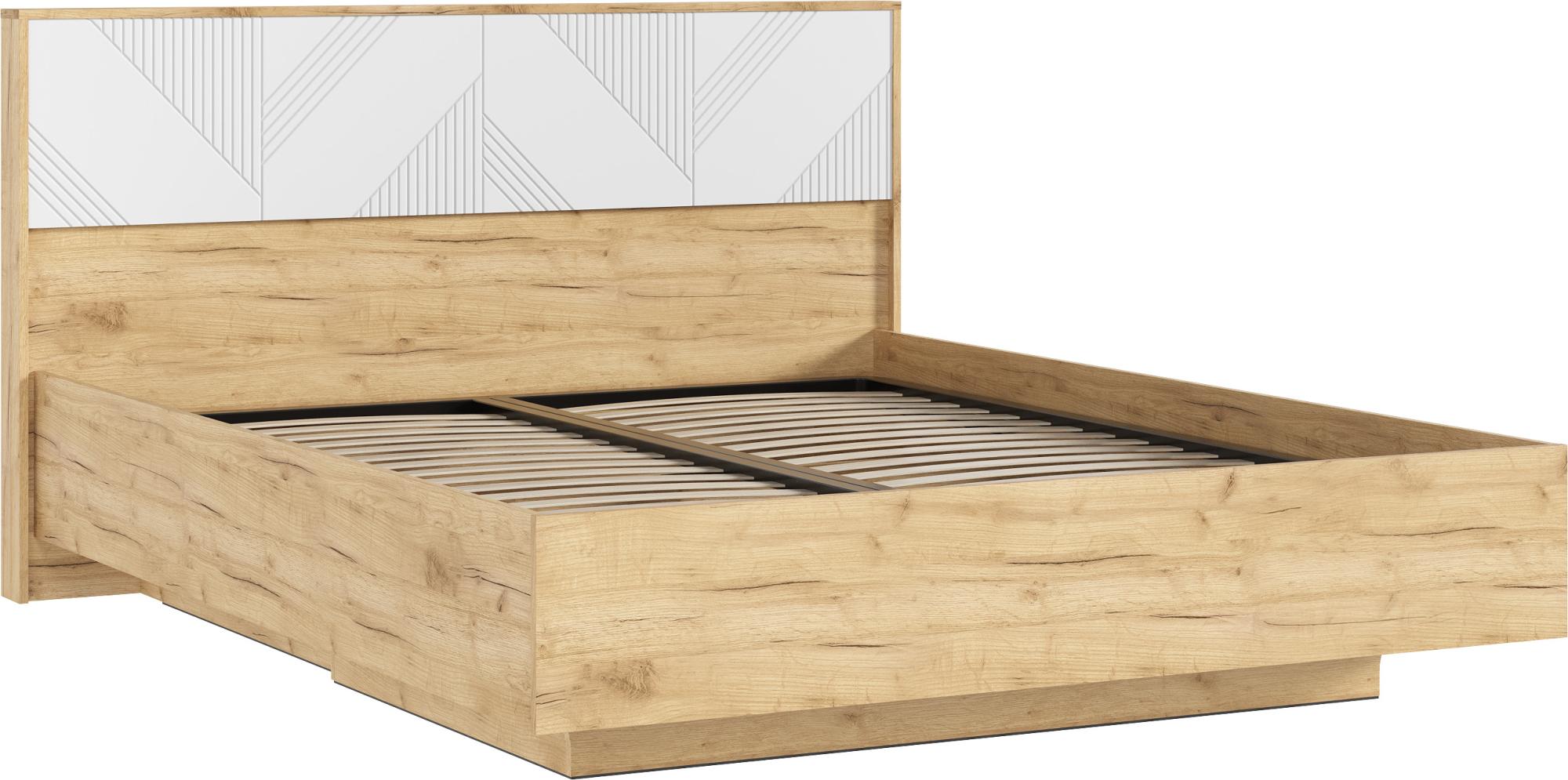 Кровать Ирис с ортопедическим основанием (дерево) 1,6м, Браш Вайт, Дуб Крафт