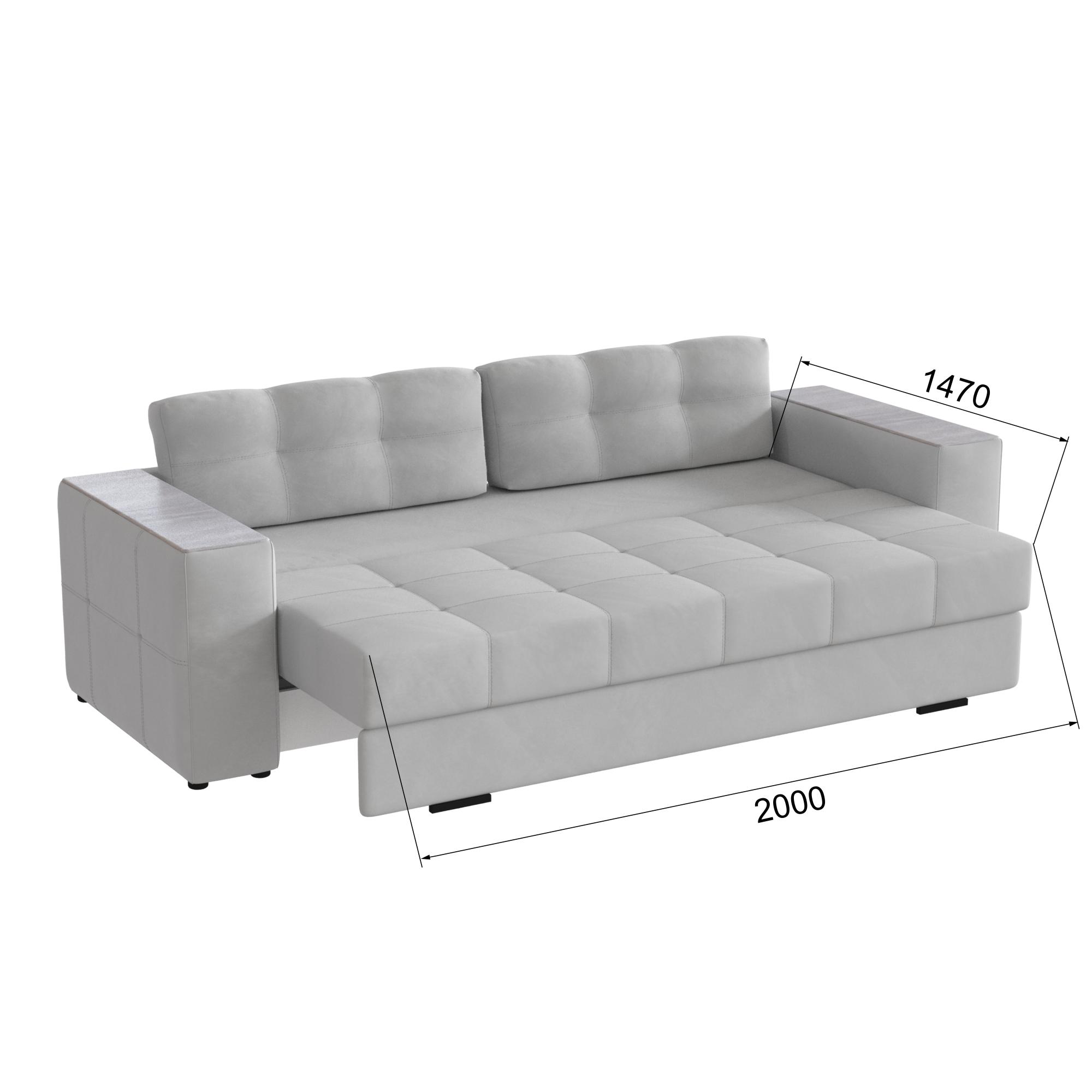 Диван раскладной Виконт, светло-серый/мдф холст белый