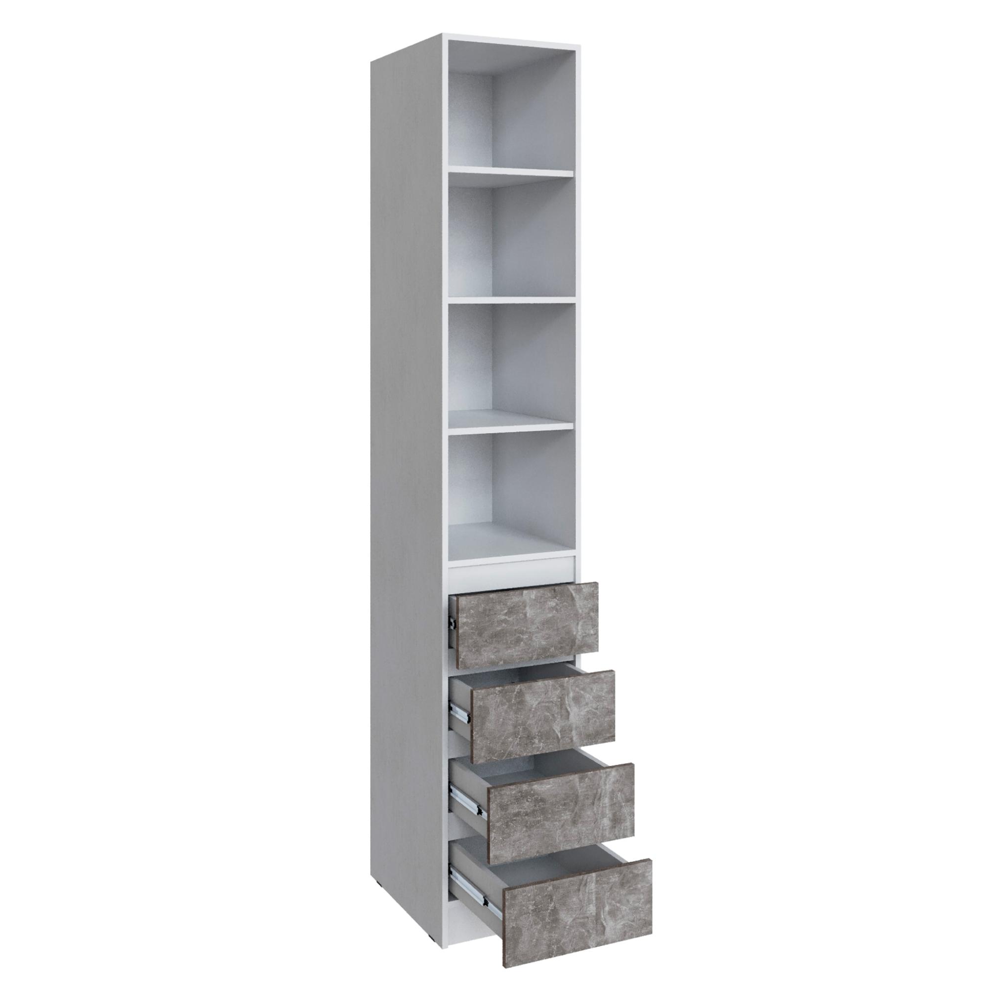 Шкаф Мадрид (0,4) с 4 ящ. без ручек белый/ателье светлое