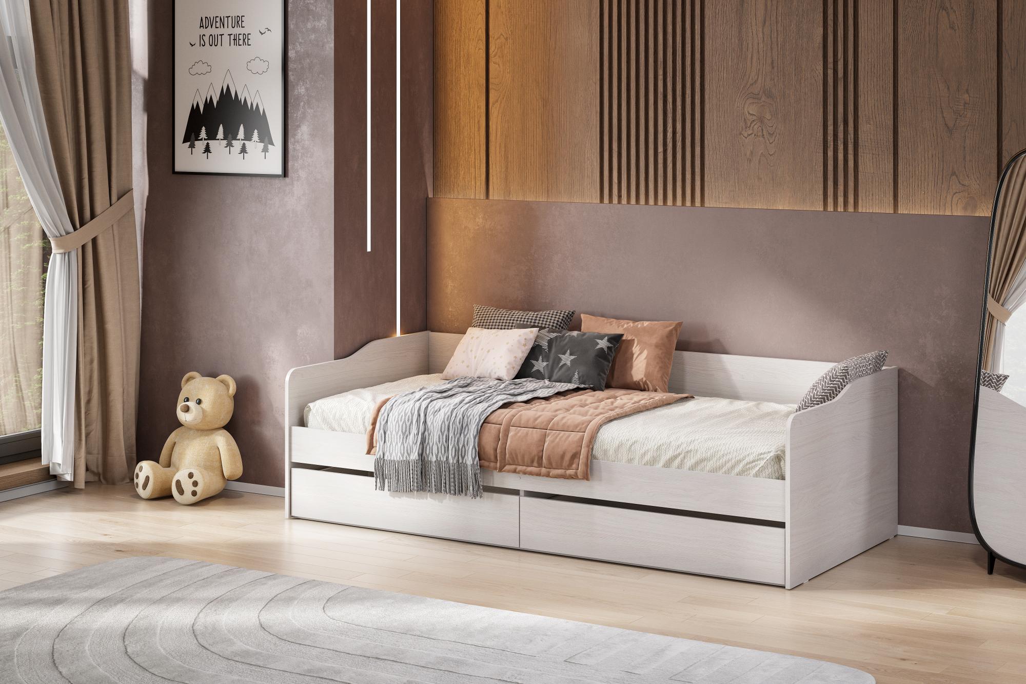 Кровать детская с основанием КР 1 90х200, Ясень анкор светлый