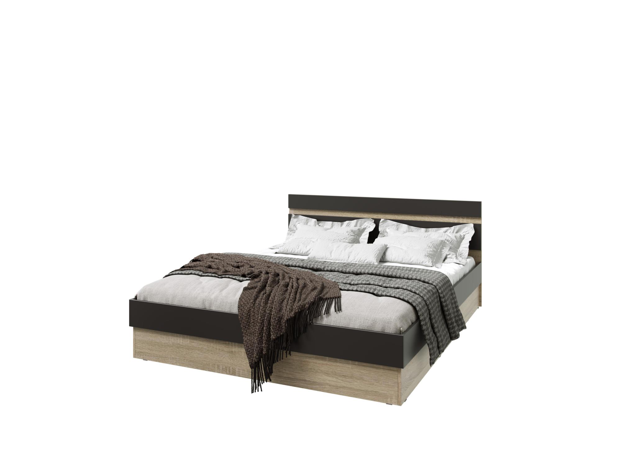 Кровать с основанием Ким 1,4м, Графит софт, Сонома