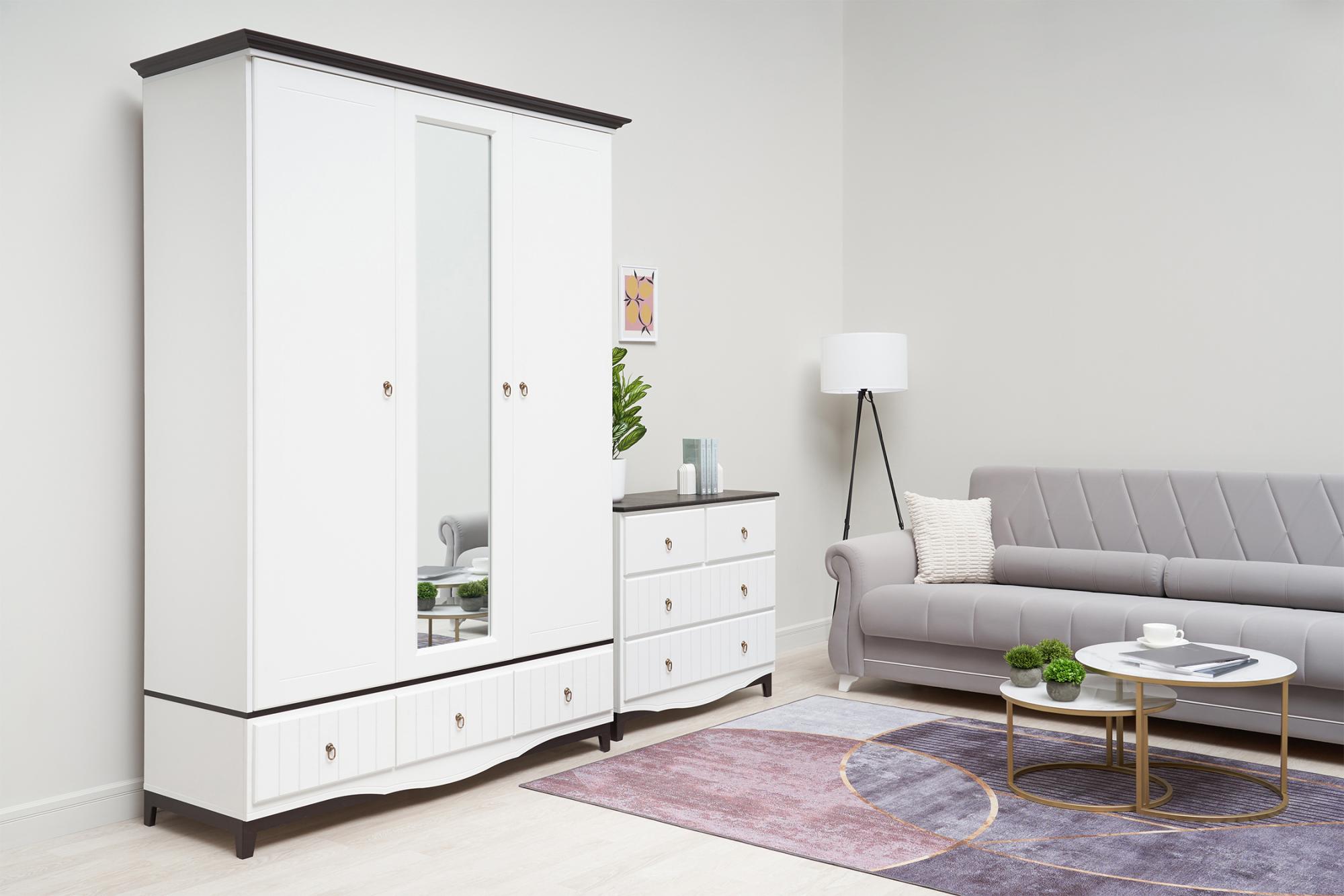 Вояж Шкаф 3-х ств (Белый, Белый)