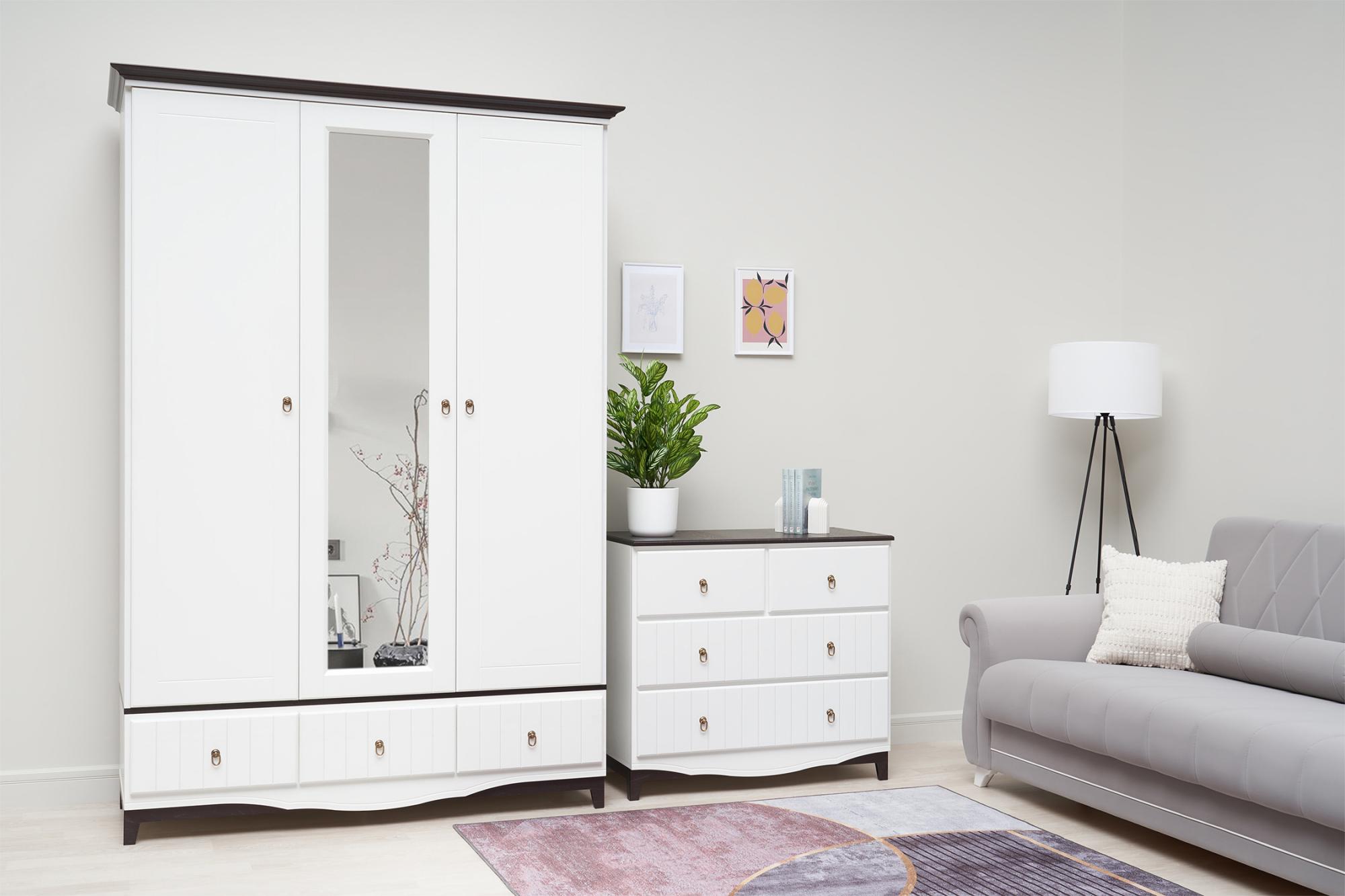 Вояж Шкаф 3-х ств (Белый, Белый)