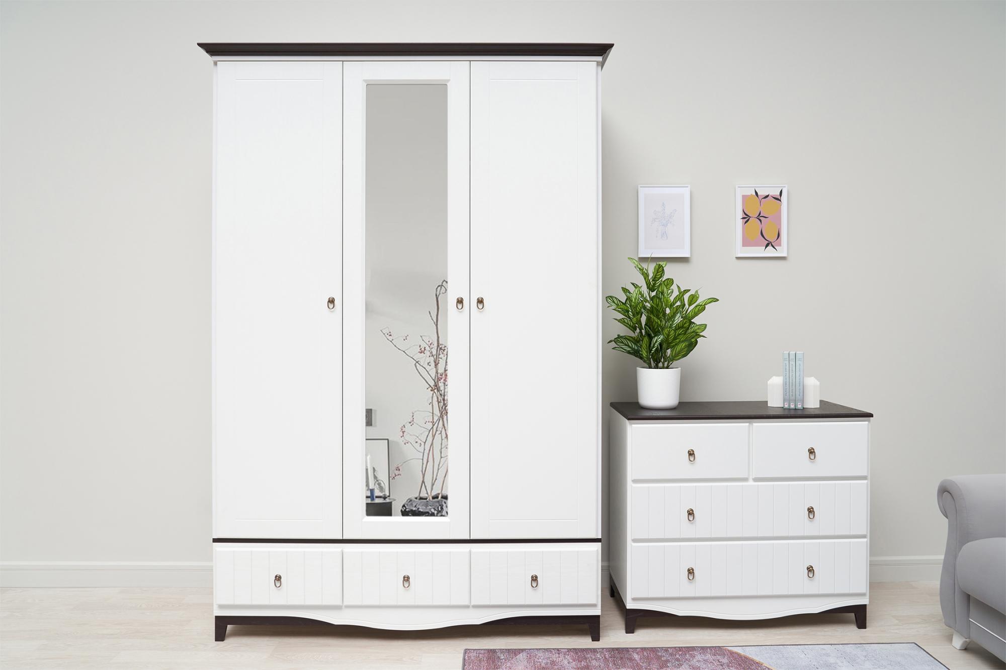 Вояж Шкаф 3-х ств (Белый, Белый)