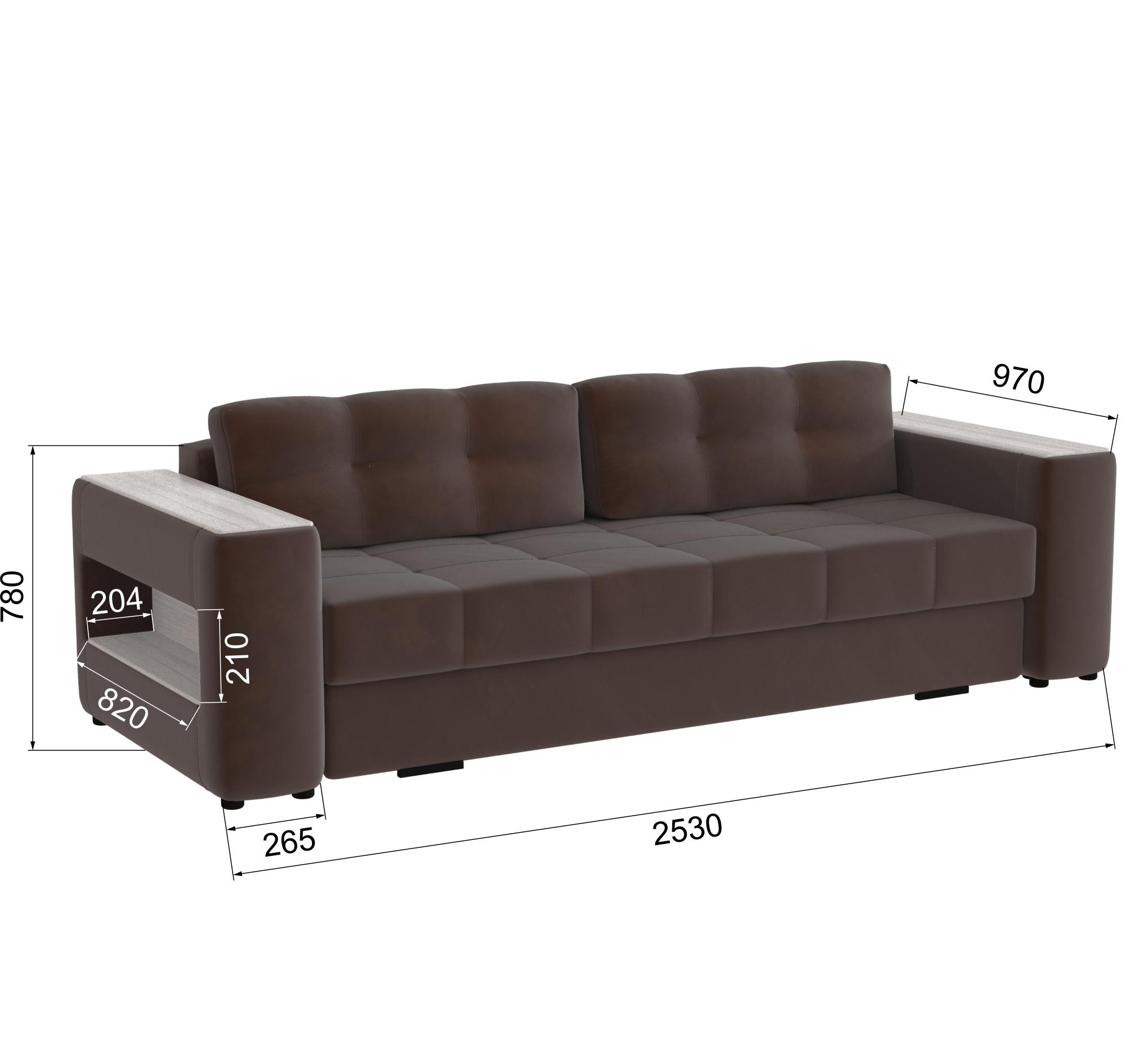 Диван раскладной Доро, коричневый/мдф сандал белый