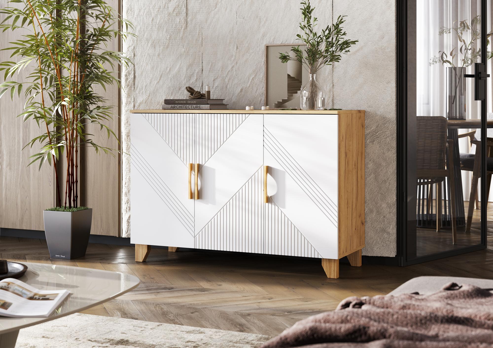 Комод Ирис (1200), Браш Вайт, Дуб Крафт