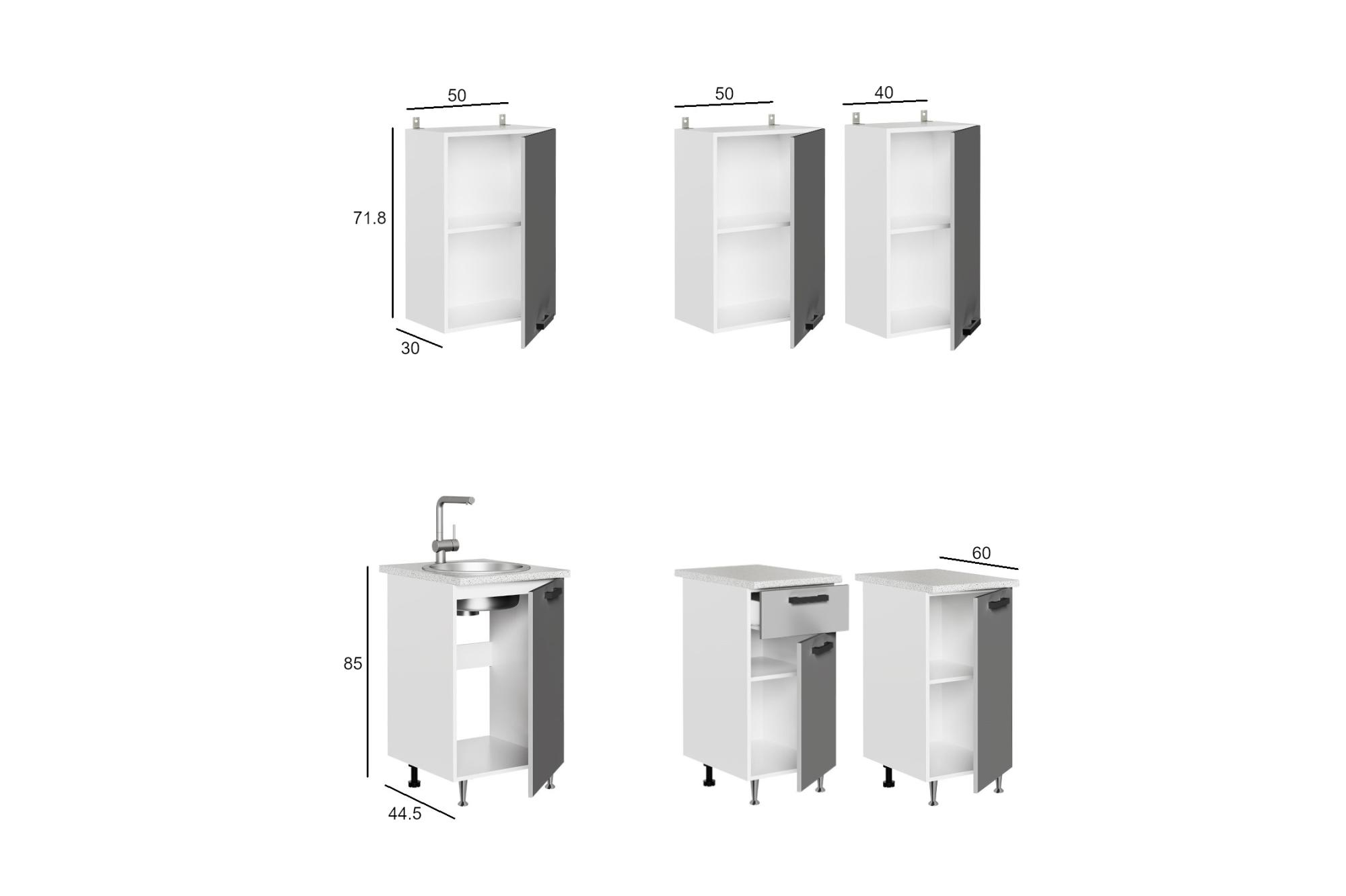 Кухня Астра 1.4 м черный металлик