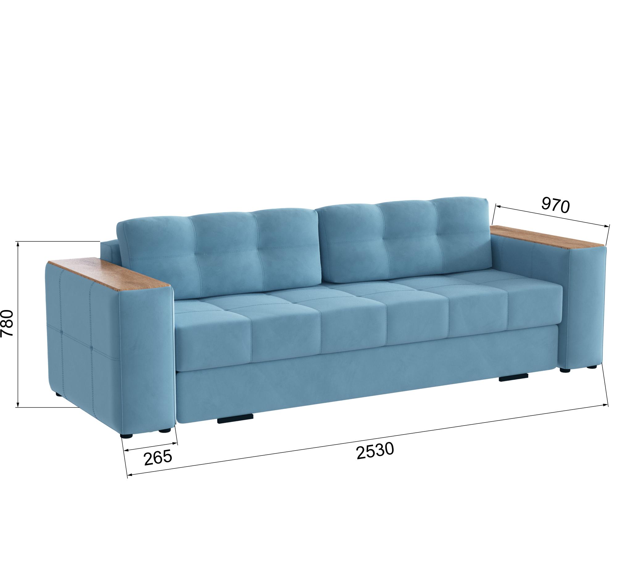 Диван раскладной Нави, светло-голубой/мдф дуб канадский