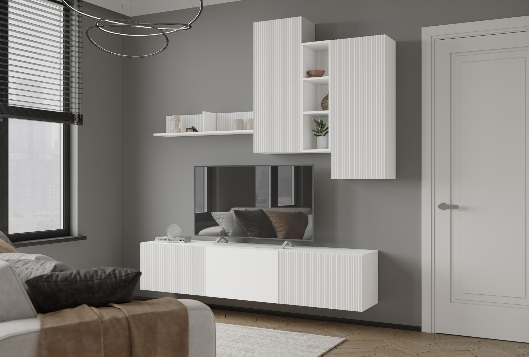 Полка навесная Сириния Куб 2, белый снег