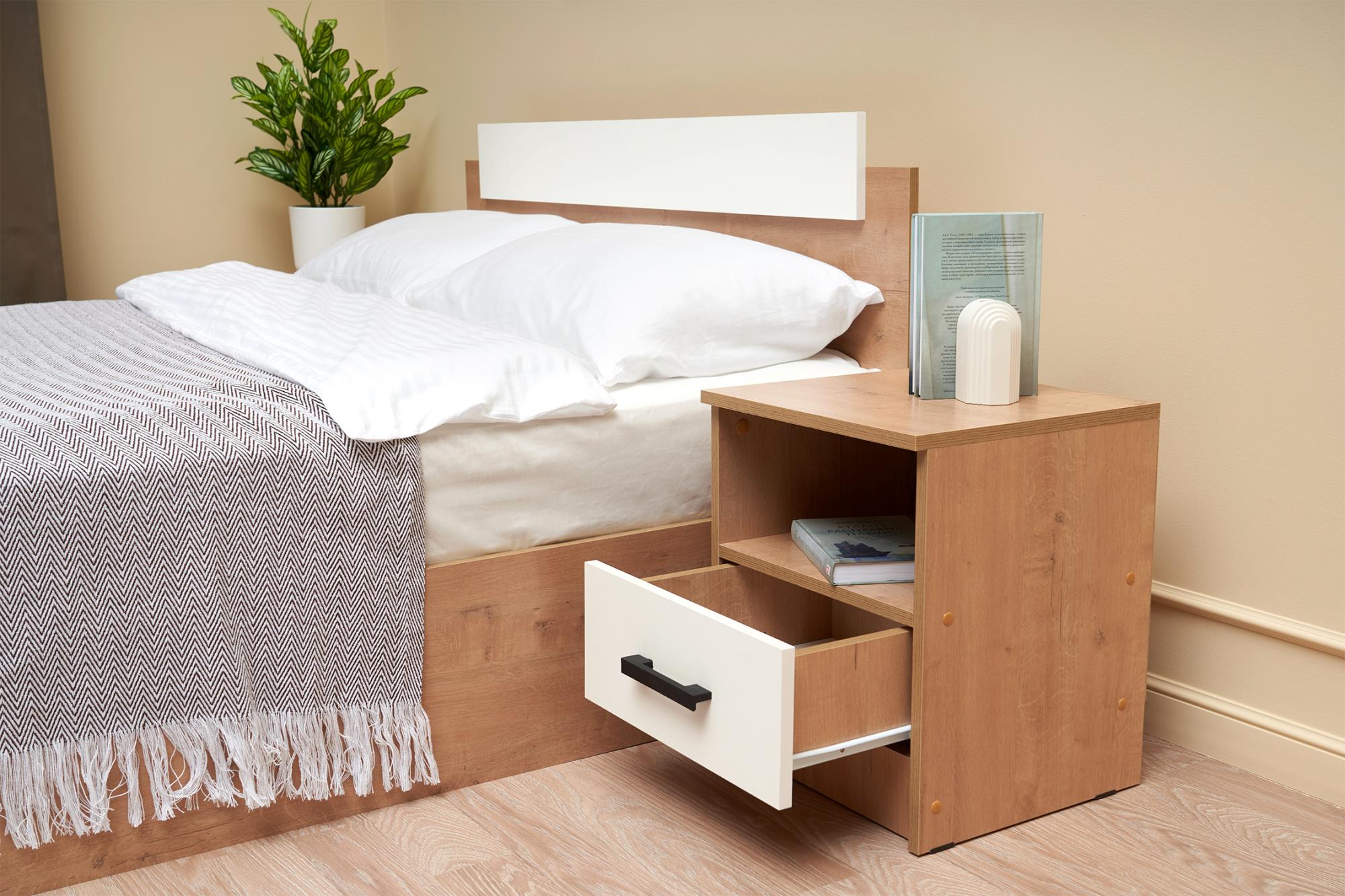 Тумба прикроватная Эко дуб вотан / белый