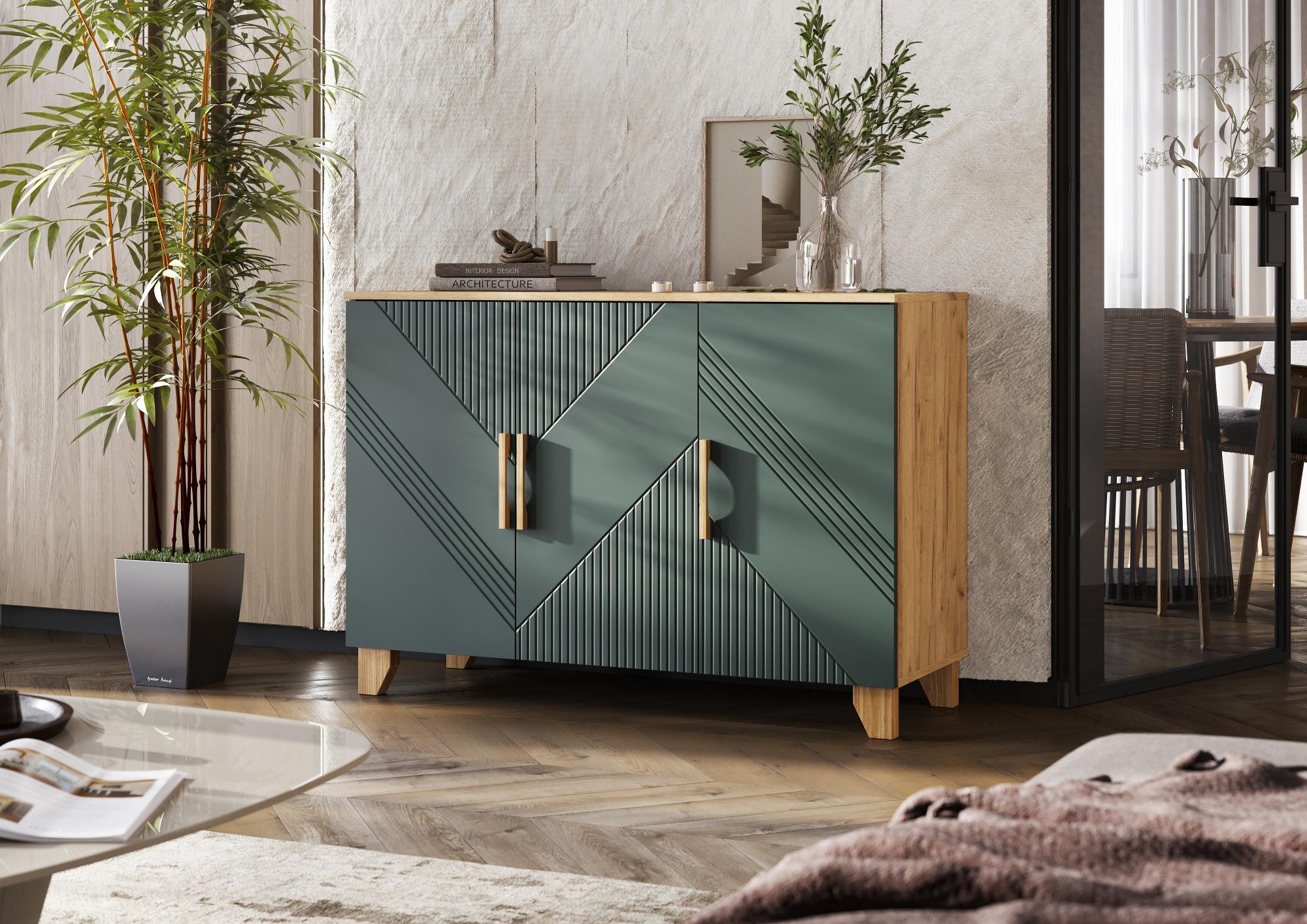 Комод Ирис (1200), Браш Мени Грин, Дуб Крафт