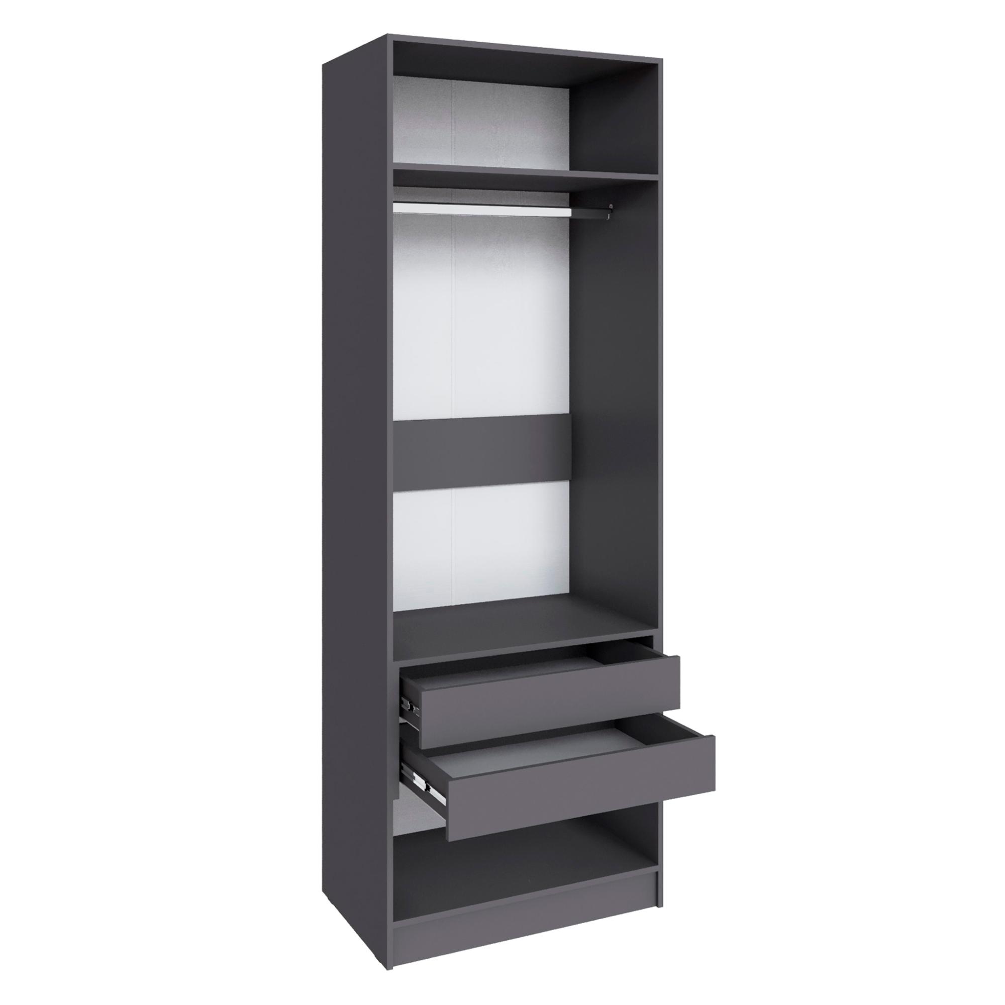 Шкаф Мадрид (0,8) с 2 ящ. внутри с зеркалом графит серый