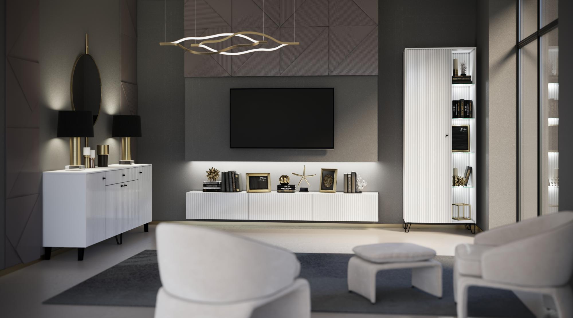 Тумба навесная №1 Оливия, Белый, Белый Глянец