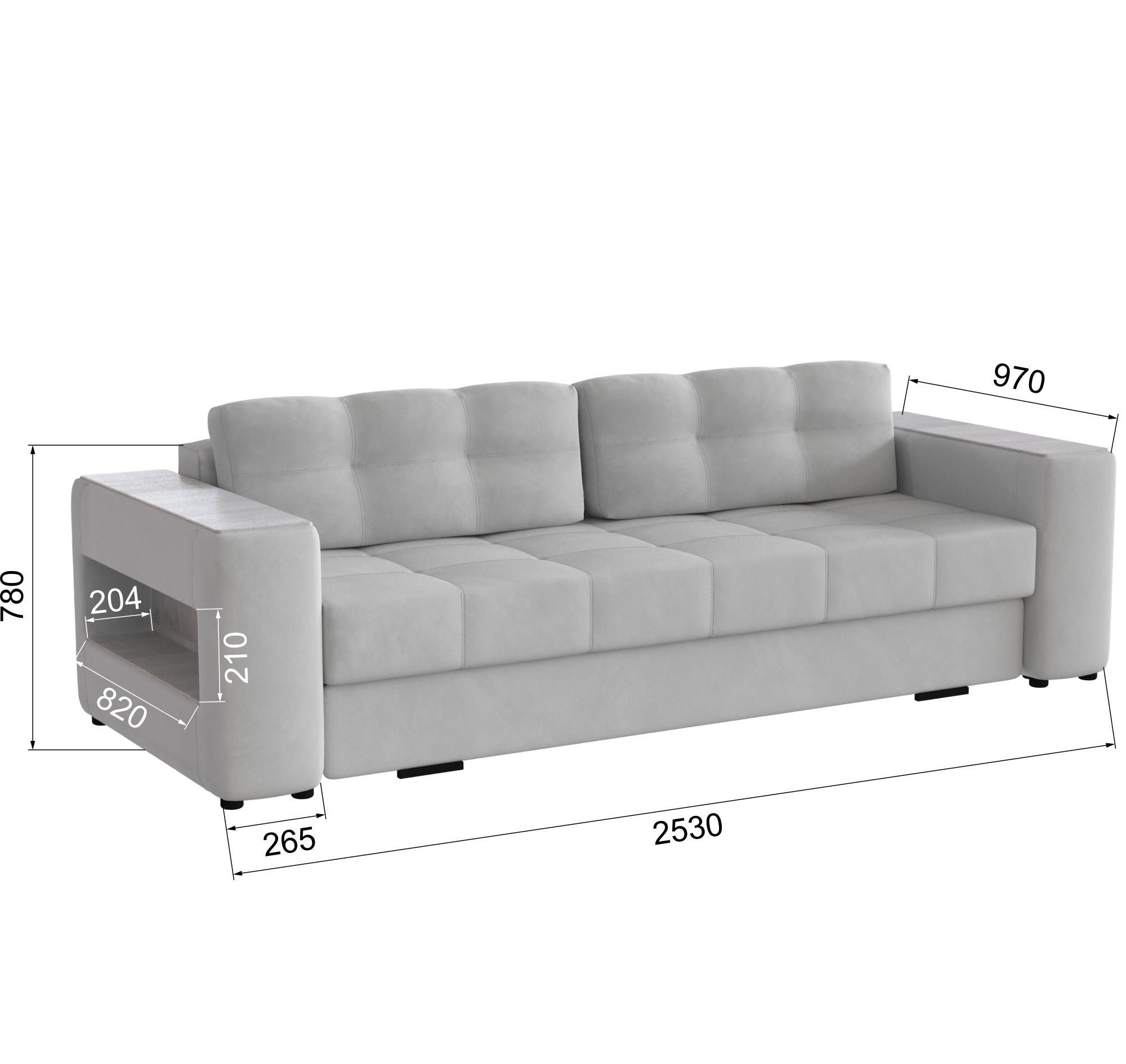 Диван раскладной Доро, светло-серый/мдф холст белый