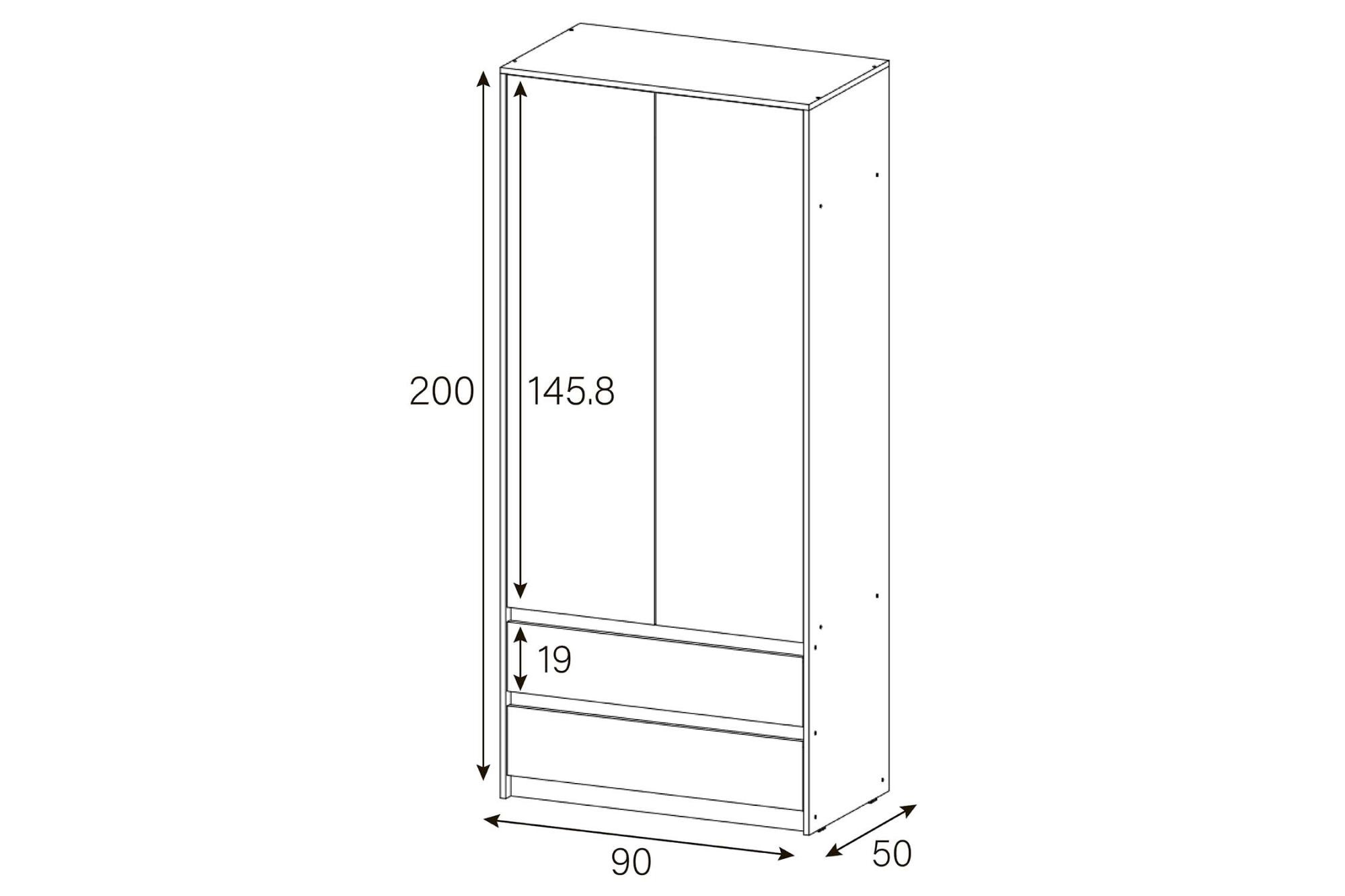 Шкаф двухстворчатый Айден серый