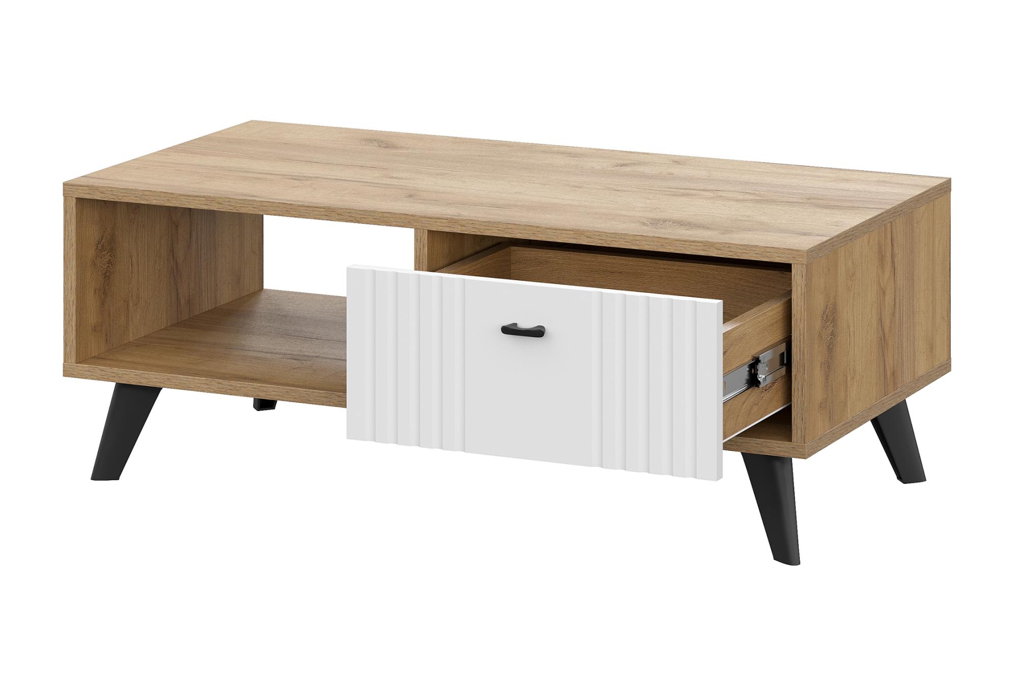 Стол журнальный Милан дуб золотой / белый матовый